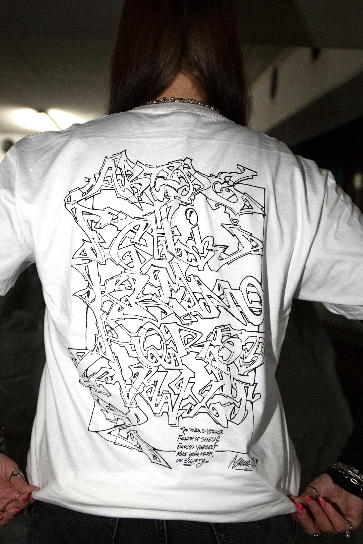 Natur Backprint Shirt - weiß